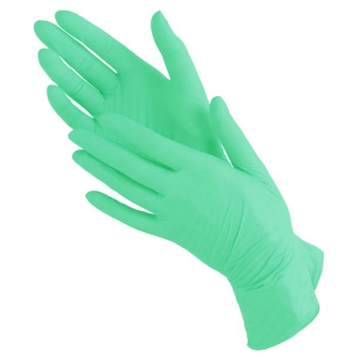 Перчатки  нитриловые Benovy S, зеленые смотровые 50 пар