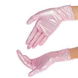 Перчатки  нитриловые Benovy S, перламутрово-розовые текстурированные смотровые 50 пар