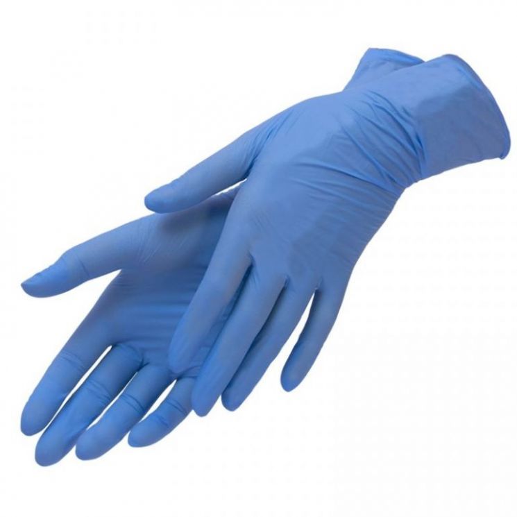 Перчатки  нитриловые текстурированные S синие смотровые 50 пар