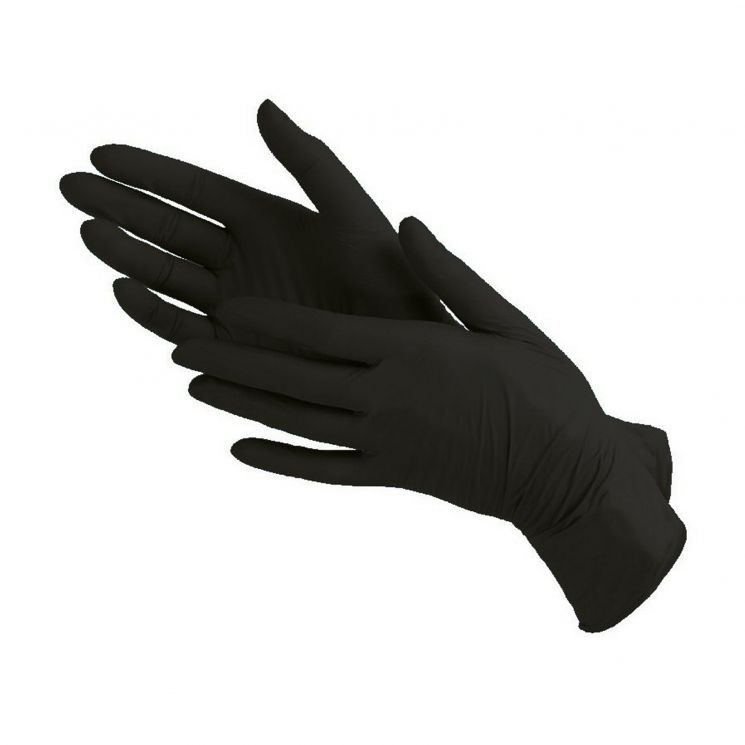 Перчатки  нитриловые Soline Charms L, черные смотровые 50 пар