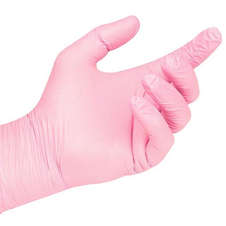 Перчатки  нитриловые  E.co Nails  L , розовые  смотровые 50 пар